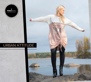 Urban Attitude-citymekko, PUUVILLA, roosa-harmaa, M/L